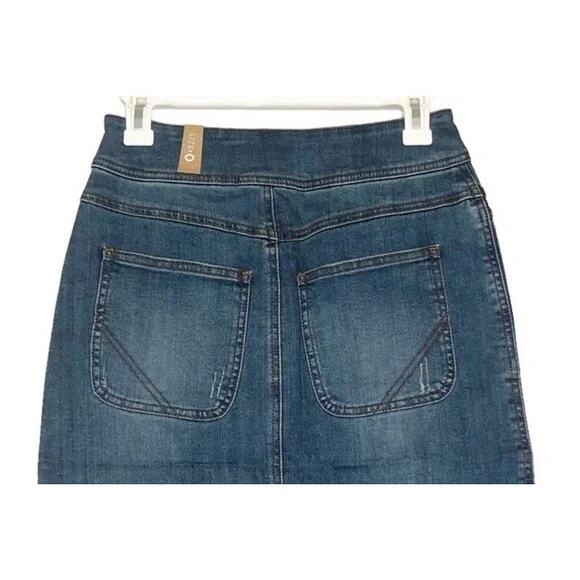 NWT prAna Broadway Mini Jean Denim Skirt Zipper Patch Pockets 0 Blue #2633 - Picture 9 of 12